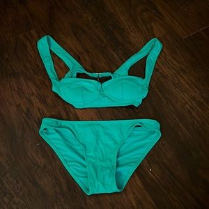 Emerald green bikini medium bottom small top